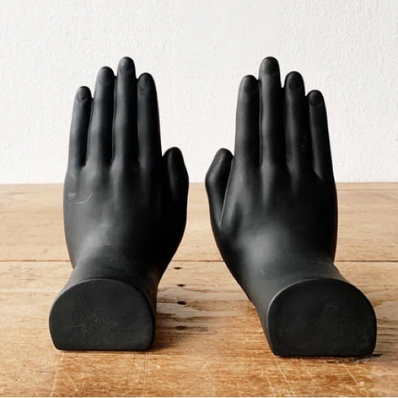 Luyesa Design matte black hand bookends. - Picture 2 of 5